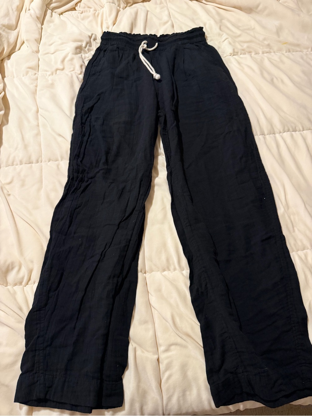 Old Navy Black Wide-Leg Gauze Drawstring Pants